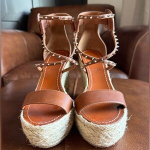 Christian Louboutin Tan Espadrille Wedges